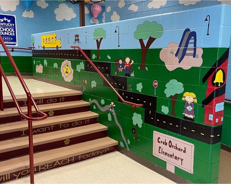Crab Orchard stairway with painted mural  