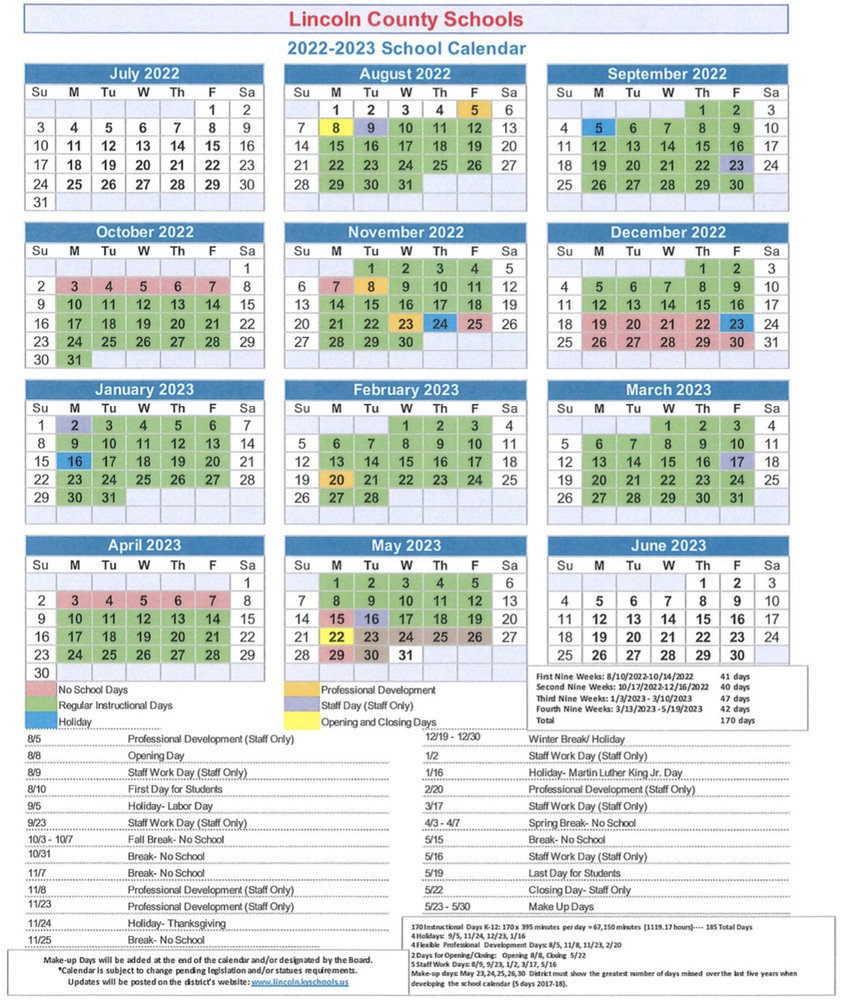 Lincoln Public Schools 2025 Calendar