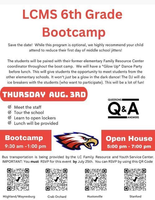 Information about 6th Grade Bootcamp