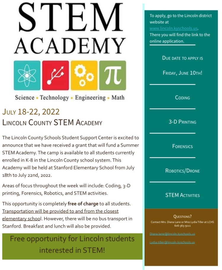2022 Summer STEM Academy | Lincoln County Schools