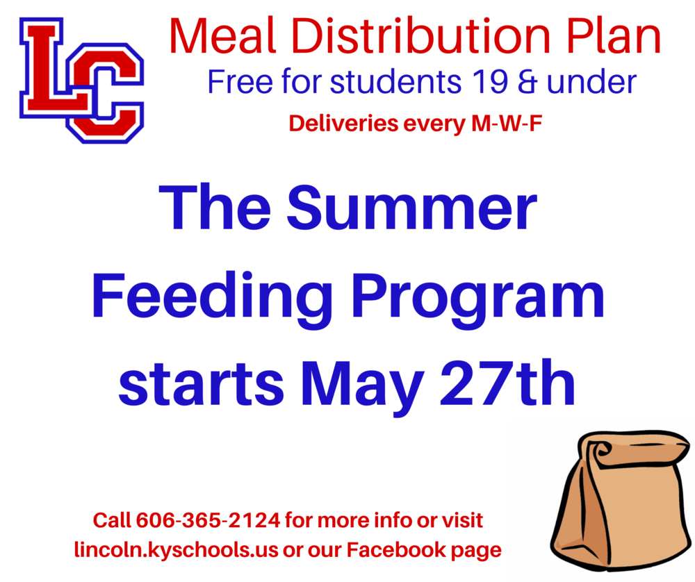LC Meal distribution plan logo with start date of May 27th. 