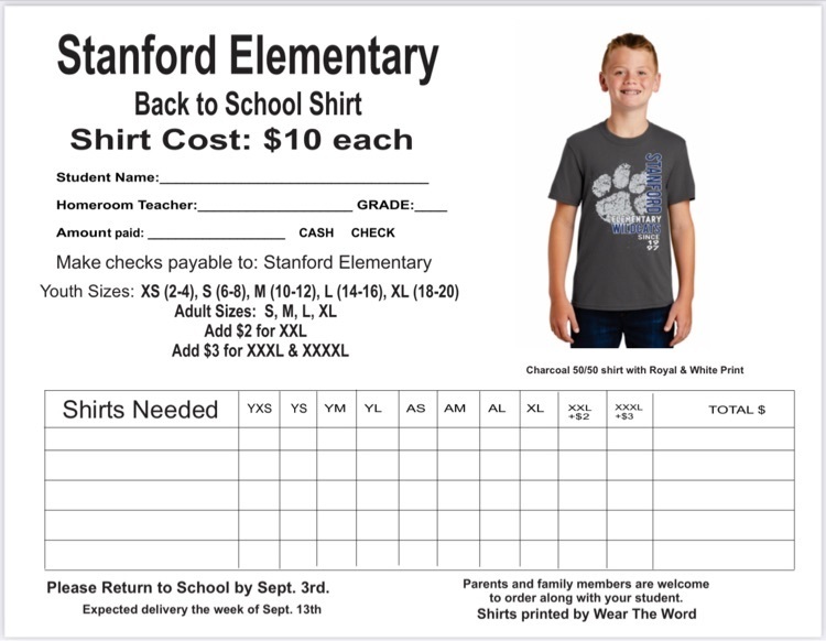 SES school shirt order form