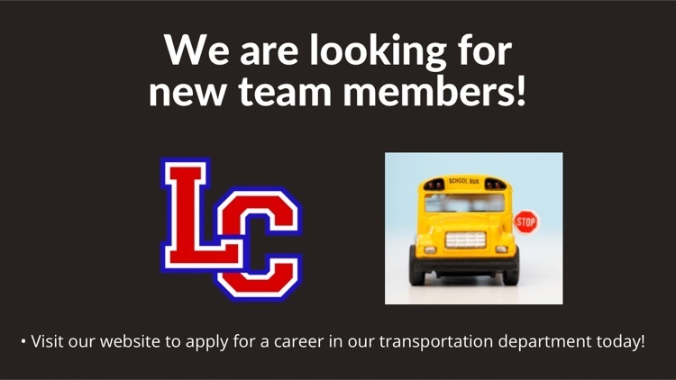 Now hiring with a bus on the image  
