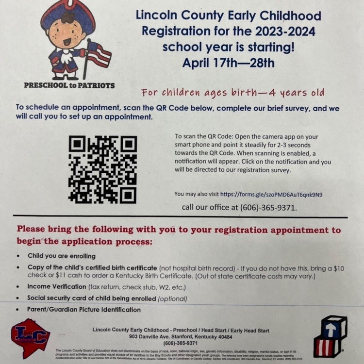 Lincoln County Early Childhood Registration Flyer