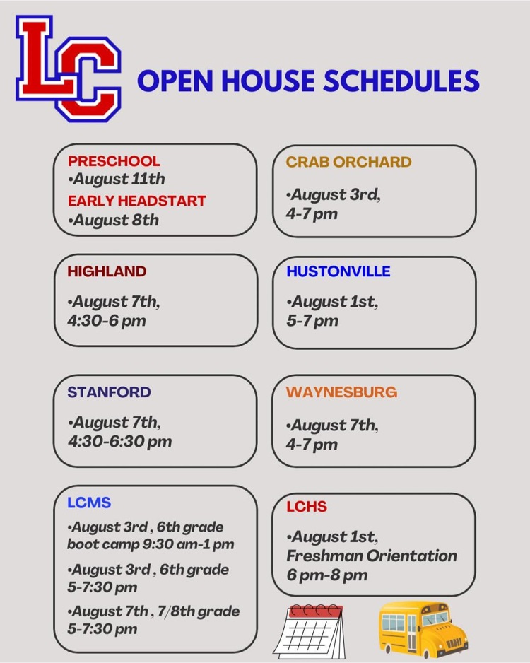 Open house schedules 