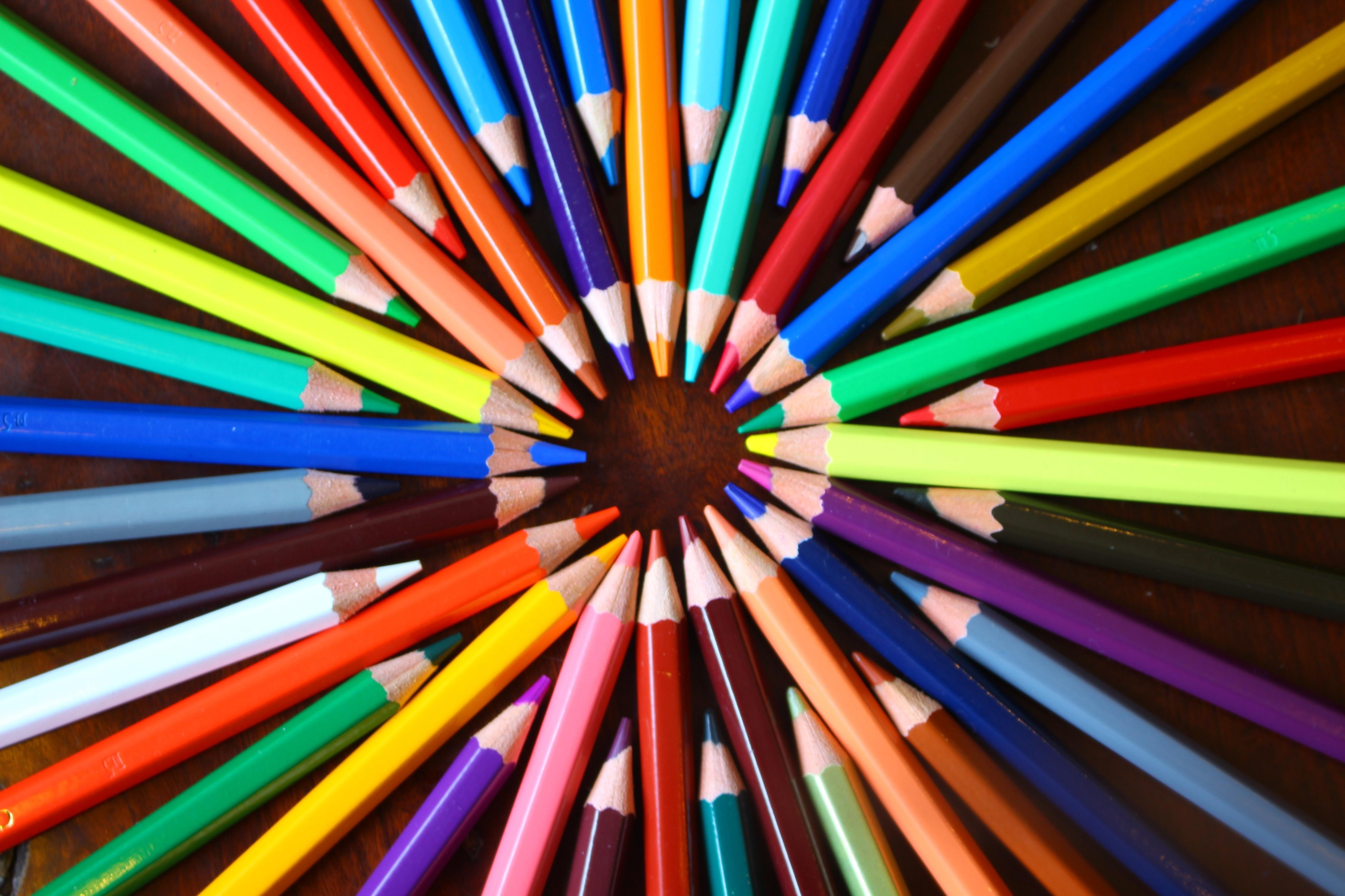 Colored pencils in a circle.
